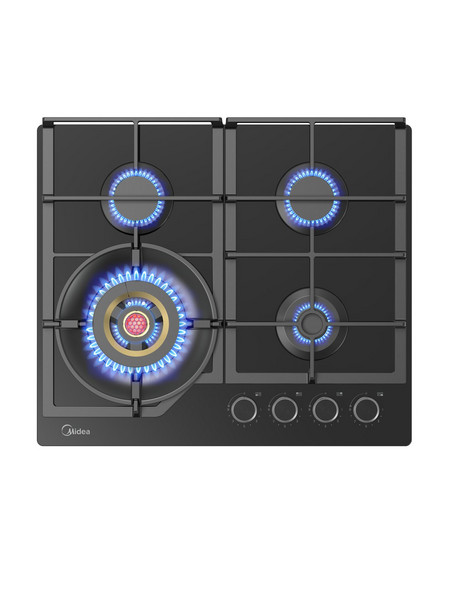 Газовая варочная панель Midea MG697VGB, 60 см, черное стекло
